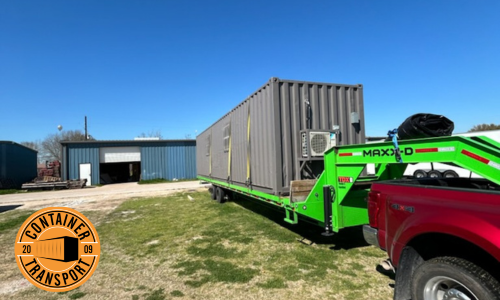 Container on a trailer.