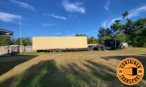 shipping Container on a trailer.