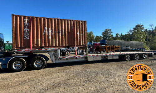 Container on a trailer.