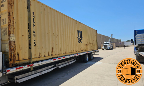 Container on a trailer.