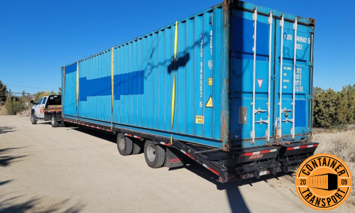 Container on a trailer.