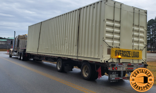 Oversize container load on a trailer.