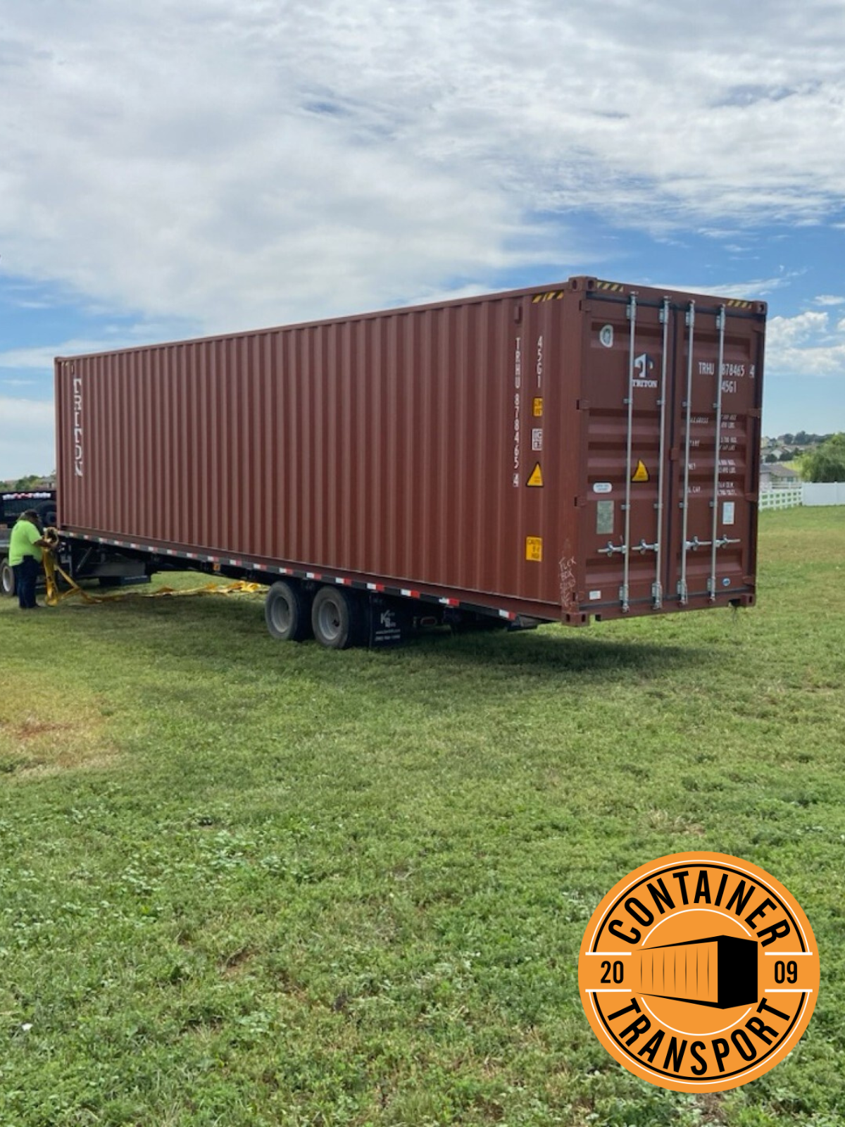 Container on a trailer.