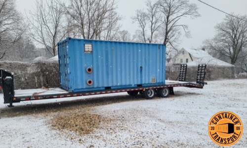 Transporting a Container on a Trailer.