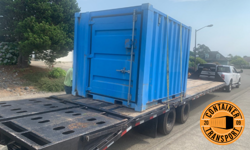 Transporting a Storage Container on a trailer.