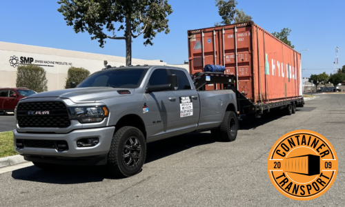 Shipping Container on a trailer.