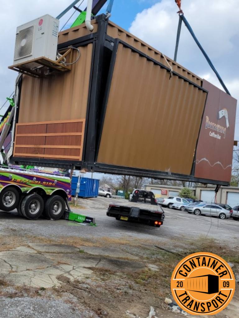 Transporting a Container food truck.