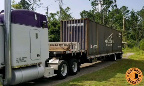 Transporting a Container on a Trailer.