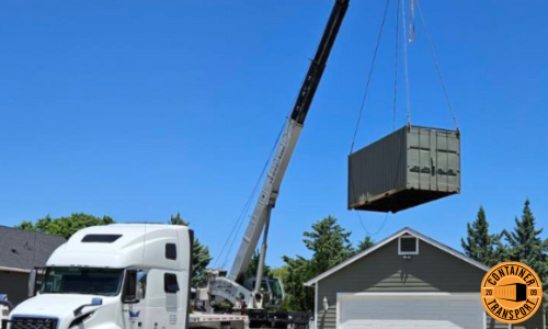 Crane loading a container.