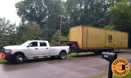 40ft Container on a trailer for transport.