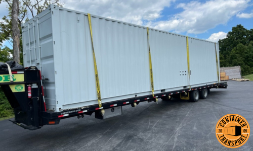 Transporting a Container on a trailer.